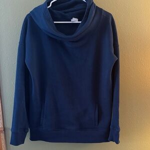 Stylish women’s Zyia brand Navy Cowl Neck Sweatshirt